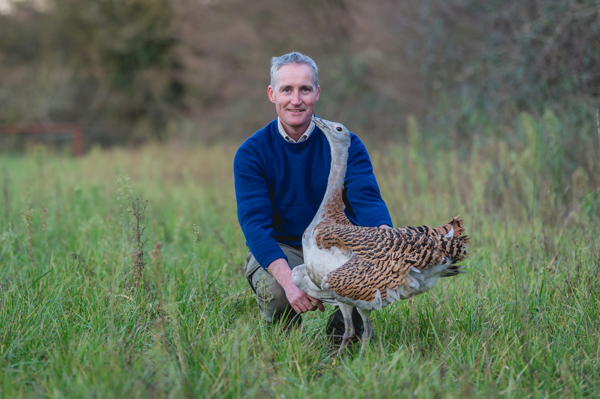 Edward Pope with a great bustard
