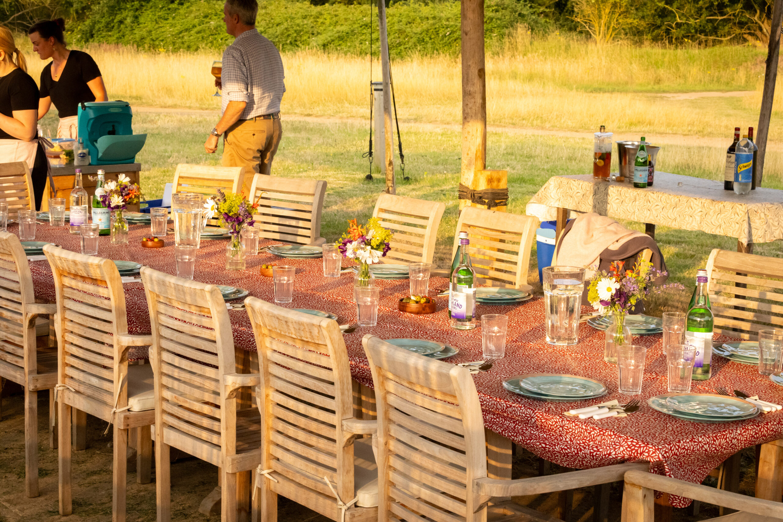 Laid table in the evening sun