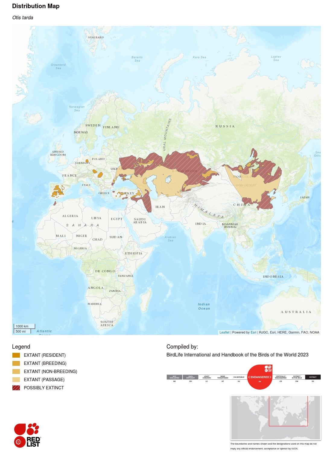 Great Bustard range map